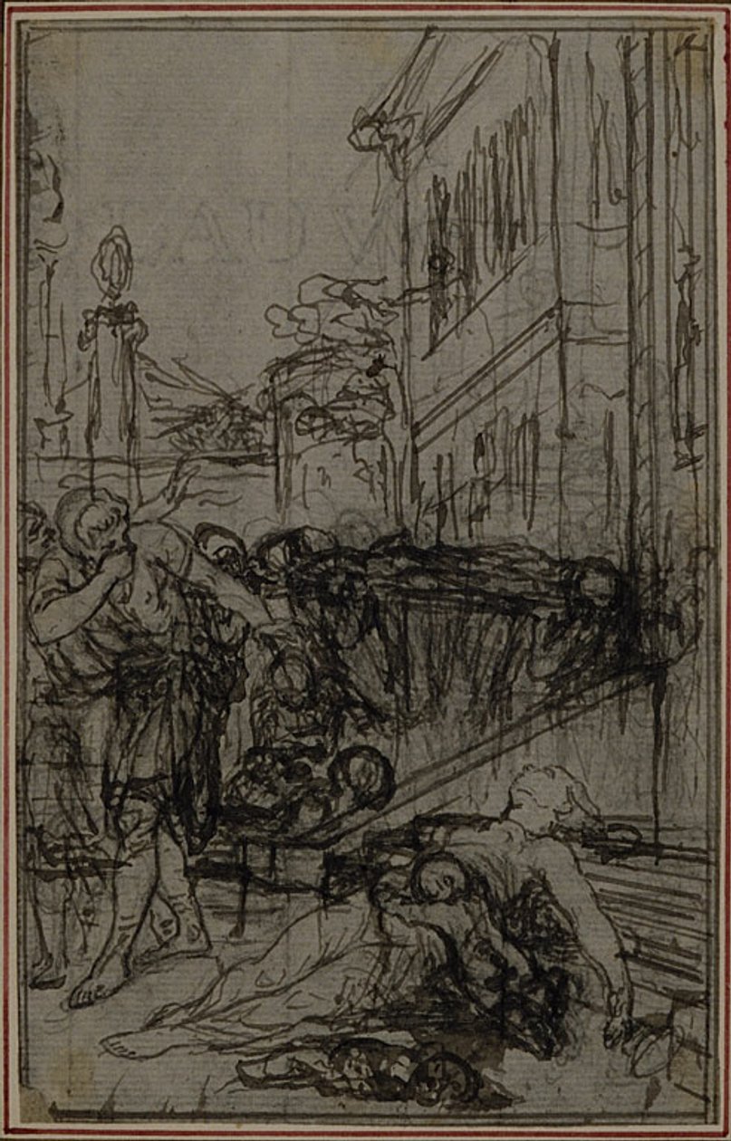 Studie k vinětě Lucretiova díla "O povaze věcí", svazek II, kniha VI od Hubert Francois Gravelot