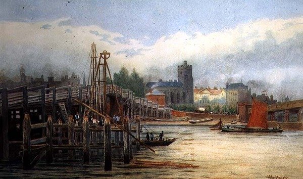 Starý most Putney Bridge od Hubert James Medlycott