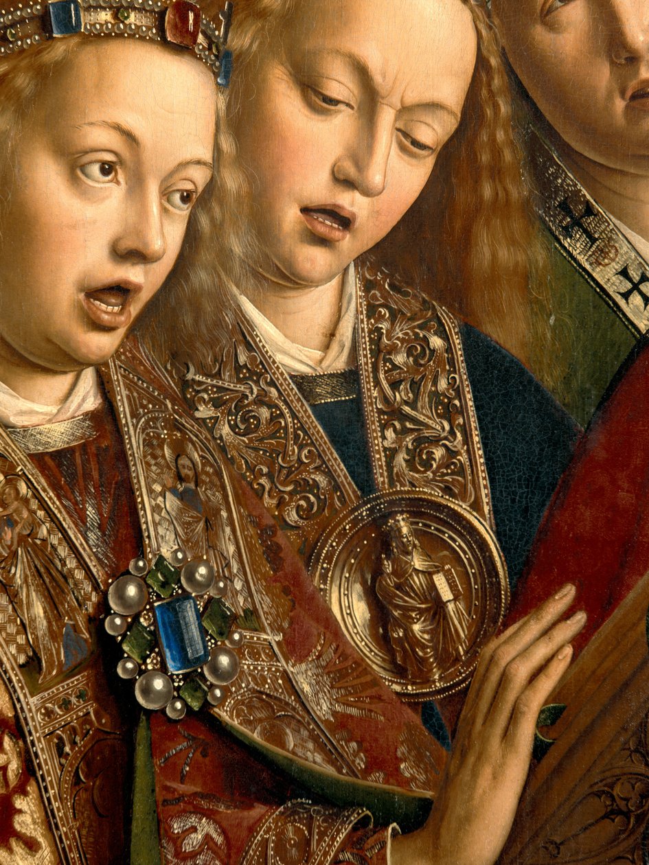 Detail Zpívajících andělů, z levého křídla Gentského oltáře od Hubert & Jan van (1390 1441) Eyck