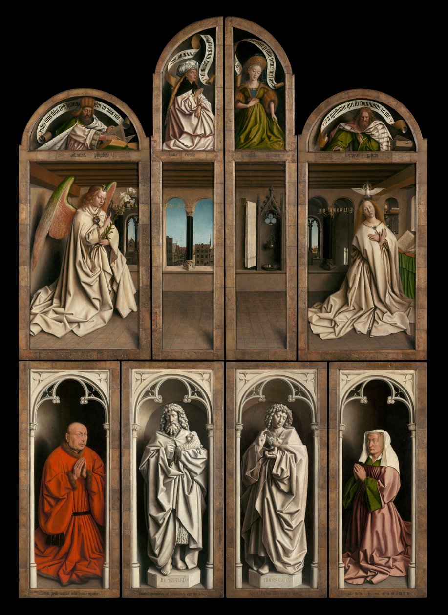 Exteriér levého a pravého panelu Gentského oltáře od Hubert & Jan van (1390 1441) Eyck