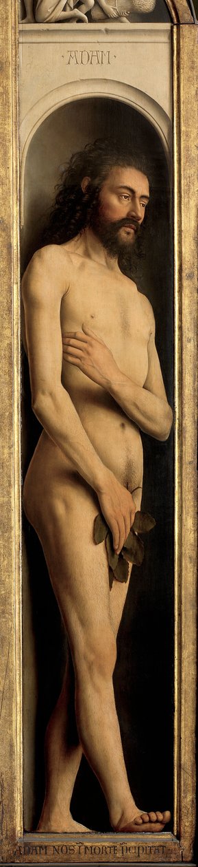 Adam, detail z levého křídla gentského oltáře od Hubert & Jan van (1390 1441) Eyck