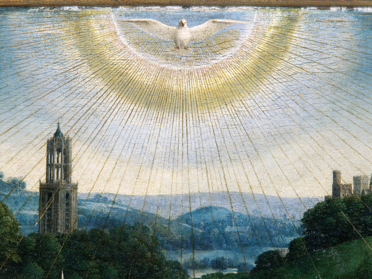 Detail z Klanění mystického beránka, z Gentského oltáře od Hubert & Jan van (1390 1441) Eyck