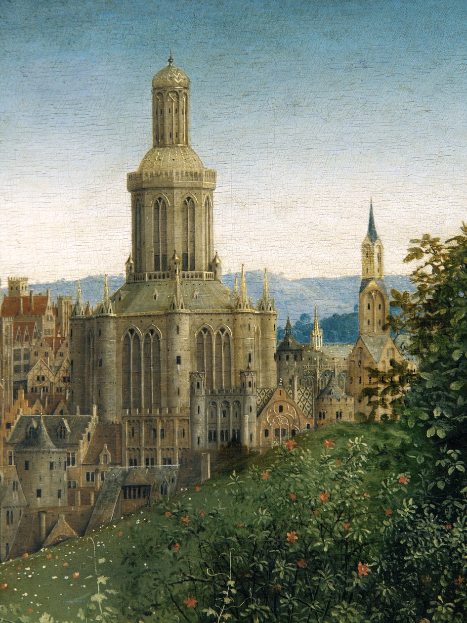 Detail z Klanění mystického beránka, z Gentského oltáře od Hubert & Jan van (1390 1441) Eyck
