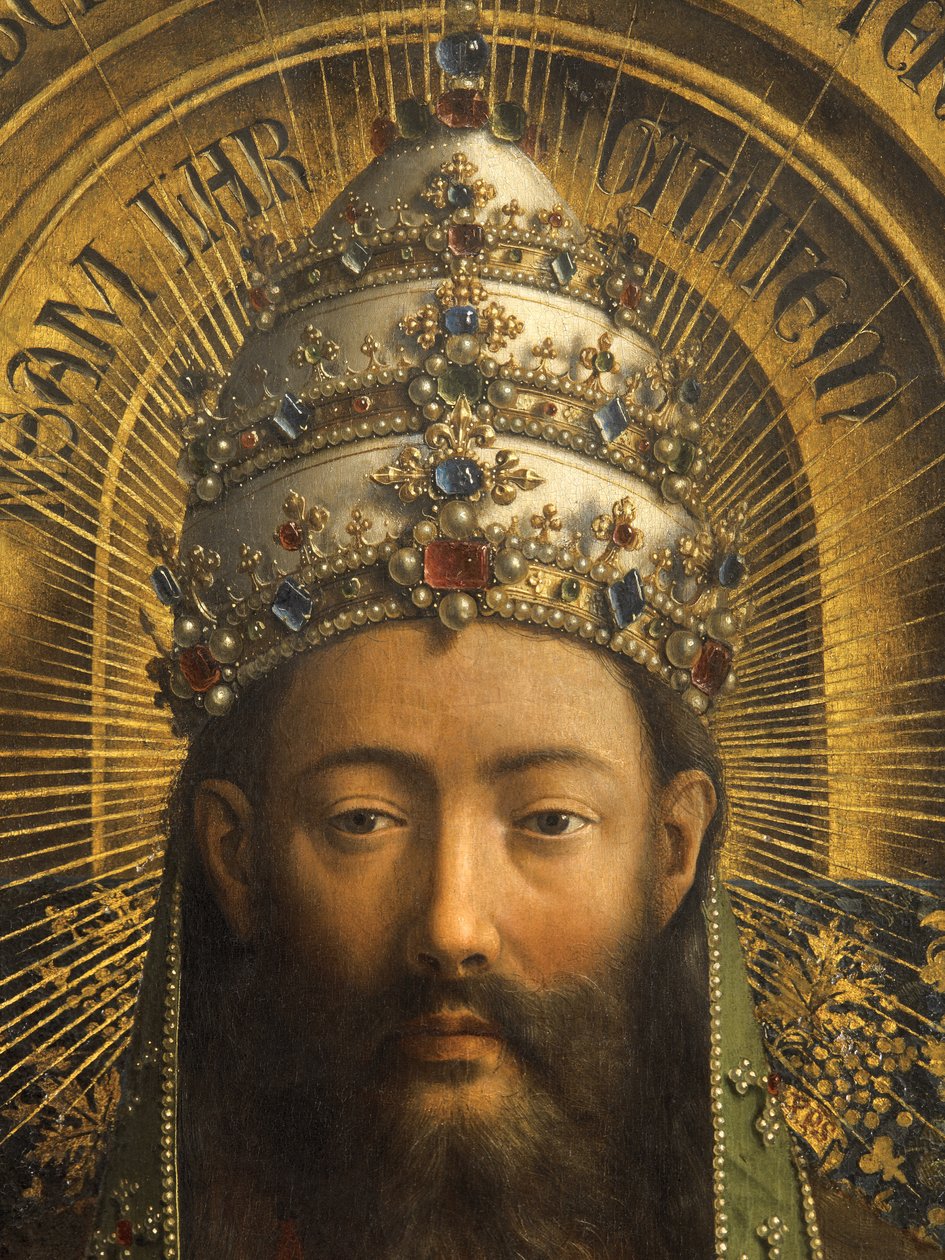 Detail Boha Otce, centrální panel gentského oltáře (olej na panelu) od Hubert & Jan van (1390 1441) Eyck