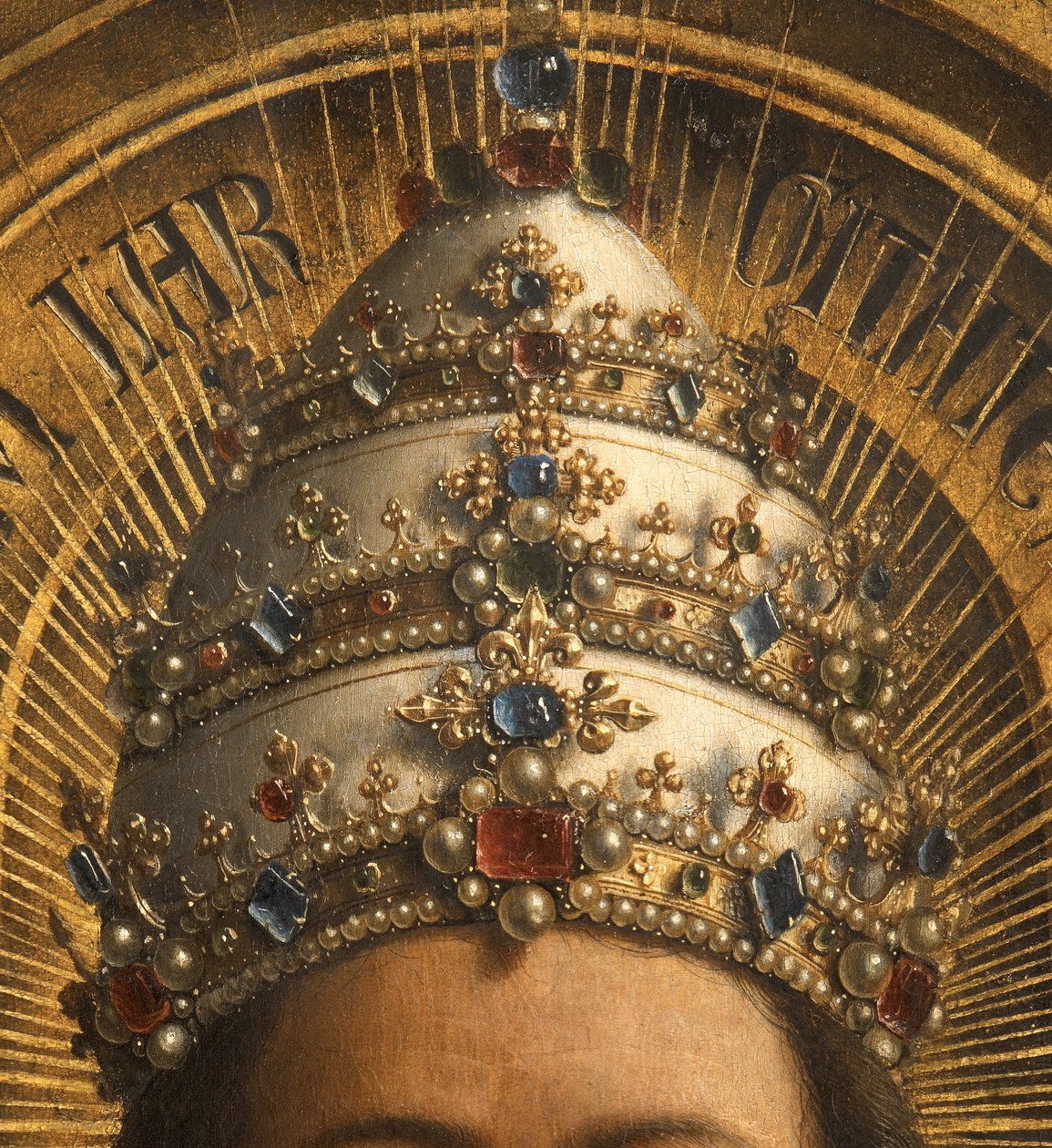 Detail Boha Otce, centrální panel gentského oltáře (olej na panelu) od Hubert & Jan van (1390 1441) Eyck