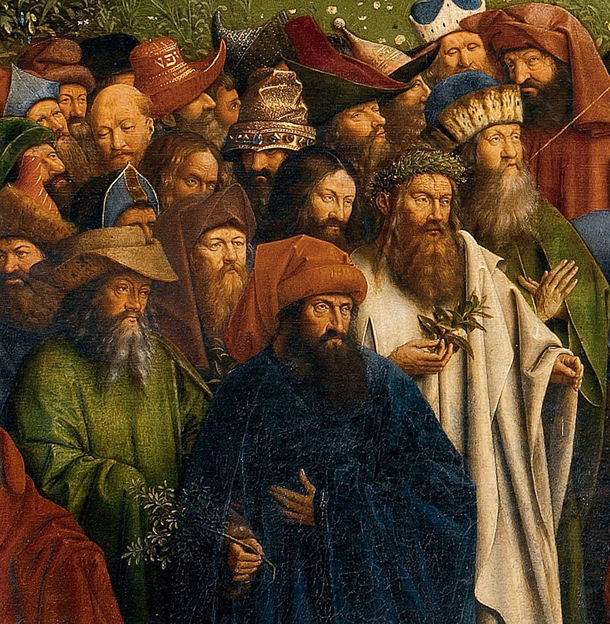Detail Adoration of the Mystic Lamb, z Gentského oltáře, spodní polovina centrálního panelu od Hubert & Jan van (1390 1441) Eyck