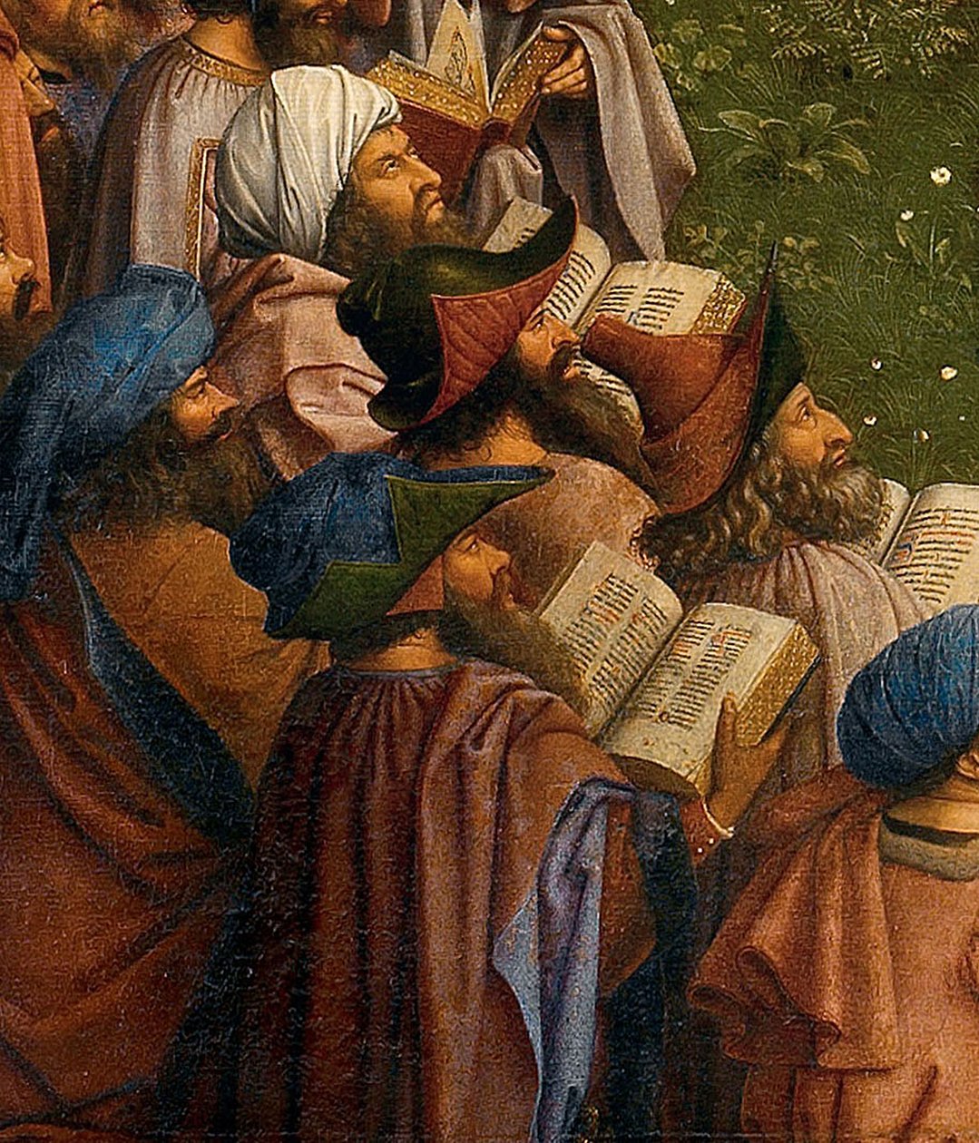 Detail Adoration of the Mystic Lamb, z Gentského oltáře, spodní polovina centrálního panelu od Hubert & Jan van (1390 1441) Eyck