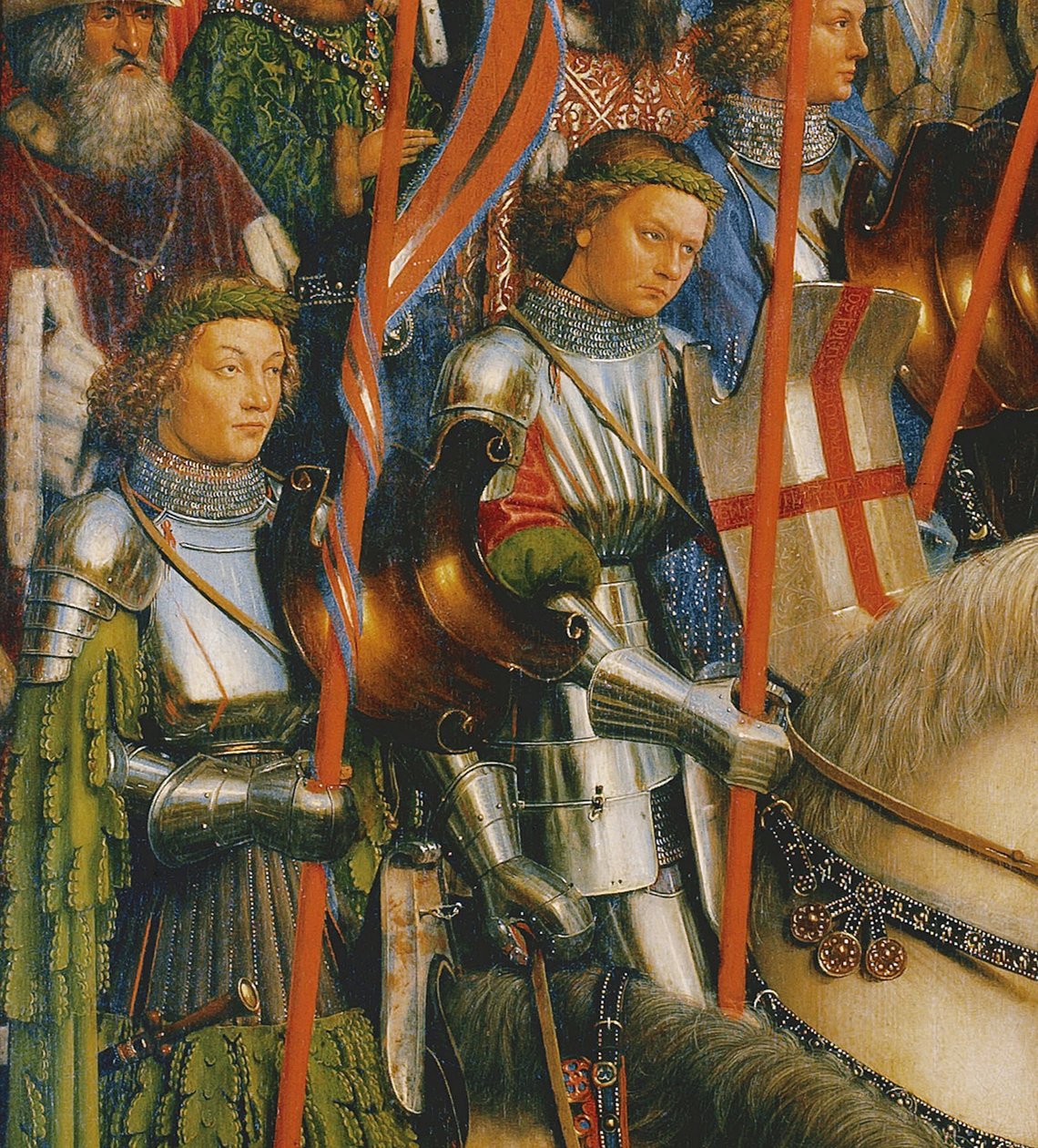 Detail The Knights of Christ, z levé strany Gentského oltáře od Hubert & Jan van (1390 1441) Eyck