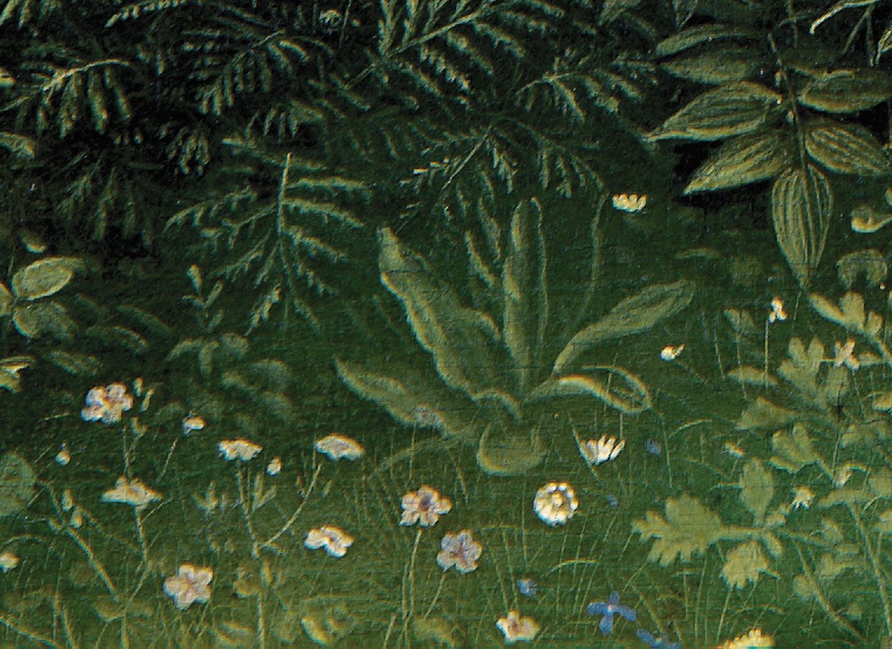 Detail Adoration of the Mystic Lamb, ze středového panelu gentského oltáře (olej na panelu) od Hubert & Jan van (1390-1441) Eyck