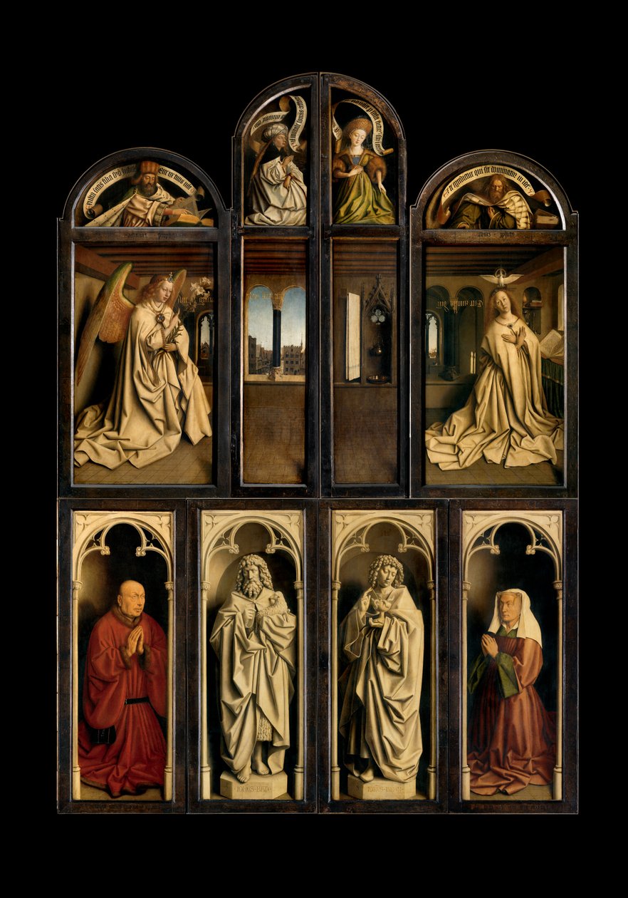 Exteriér levého a pravého panelu Gentského oltáře od Hubert & Jan van (1390 1441) Eyck