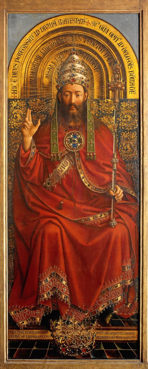 Bůh Otec, centrální panel gentského oltáře od Hubert & Jan van (1390 1441) Eyck