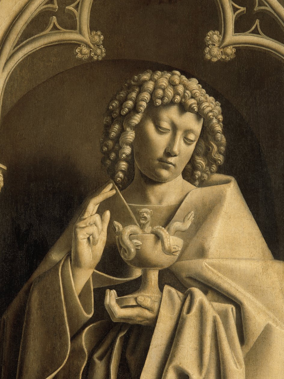 Jana Apoštola, detail z Gentského oltáře, zavřeno (olej na desce) od Hubert & Jan van (1390 1441) Eyck