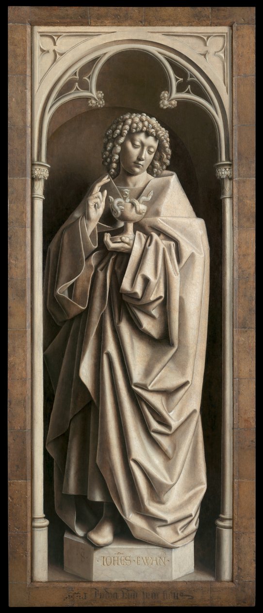 Svatý Jan Evangelista, z exteriéru pravého křídla Gentského oltáře od Hubert & Jan van (1390 1441) Eyck