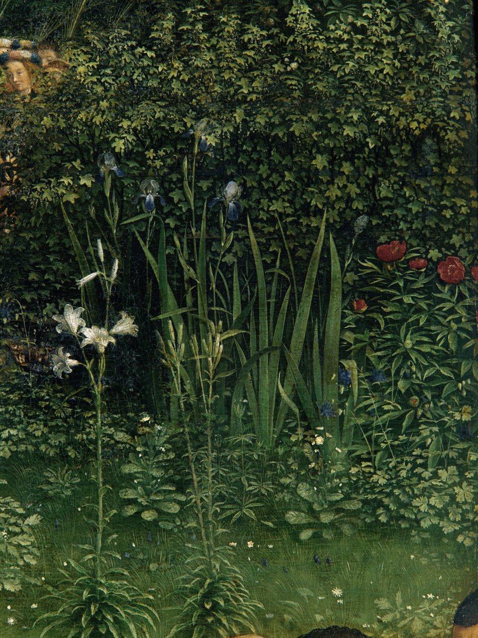 Klanění mystického beránka, z Gentského oltáře, detail spodní poloviny centrálního panelu od Hubert & Jan van (1390 1441) Eyck