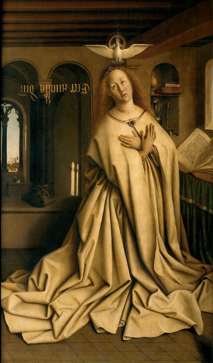 Virgin Annunciate, z vnější strany pravého panelu gentského oltáře od Hubert & Jan van (1390 1441) Eyck