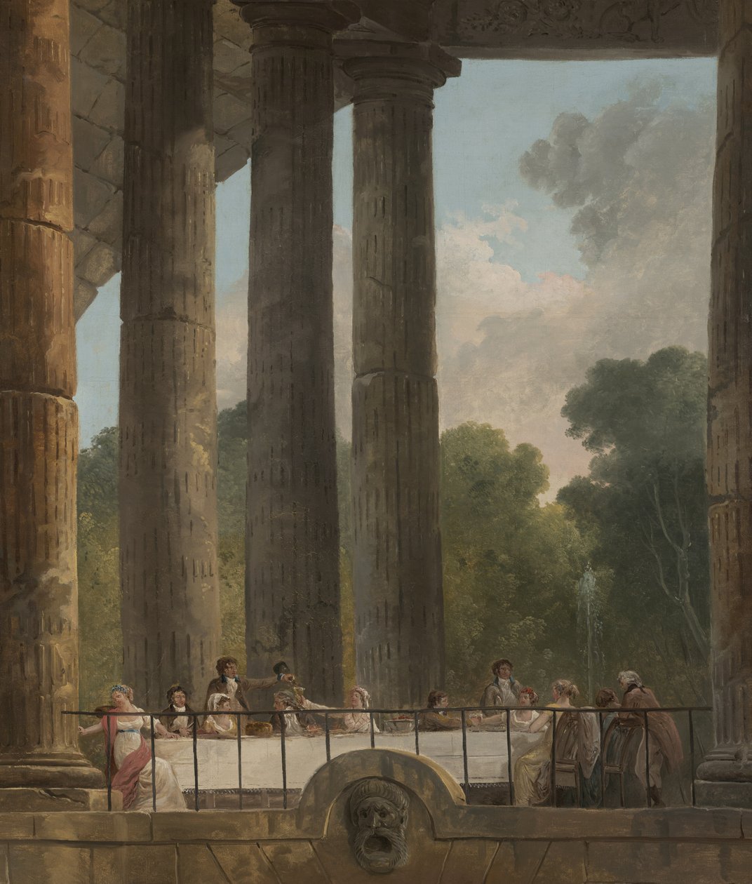 Banket v ruinách chrámu, 1795 od Hubert Robert