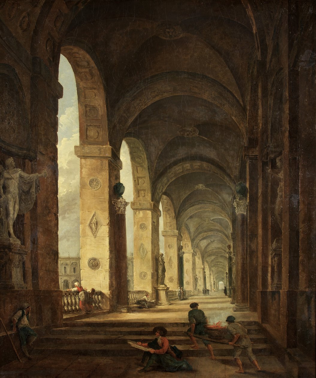 Capriccio římské architektury, kolem roku 1775 (olej na plátně) od Hubert Robert