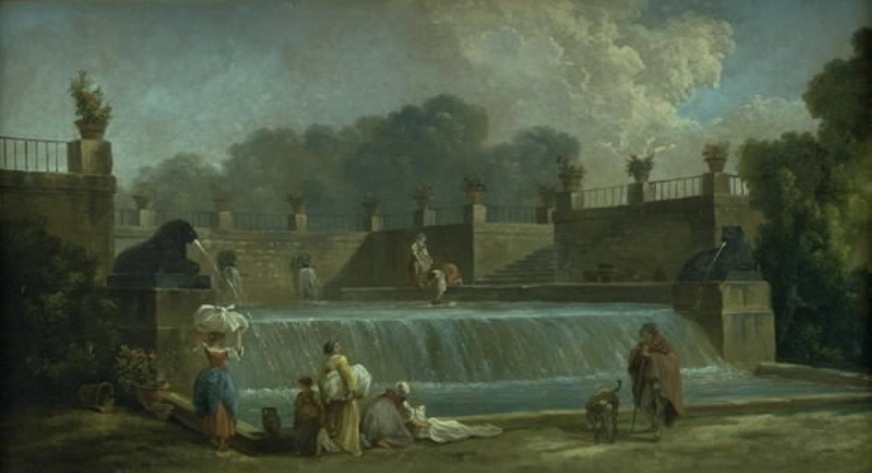 Fontána s pračkami od Hubert Robert
