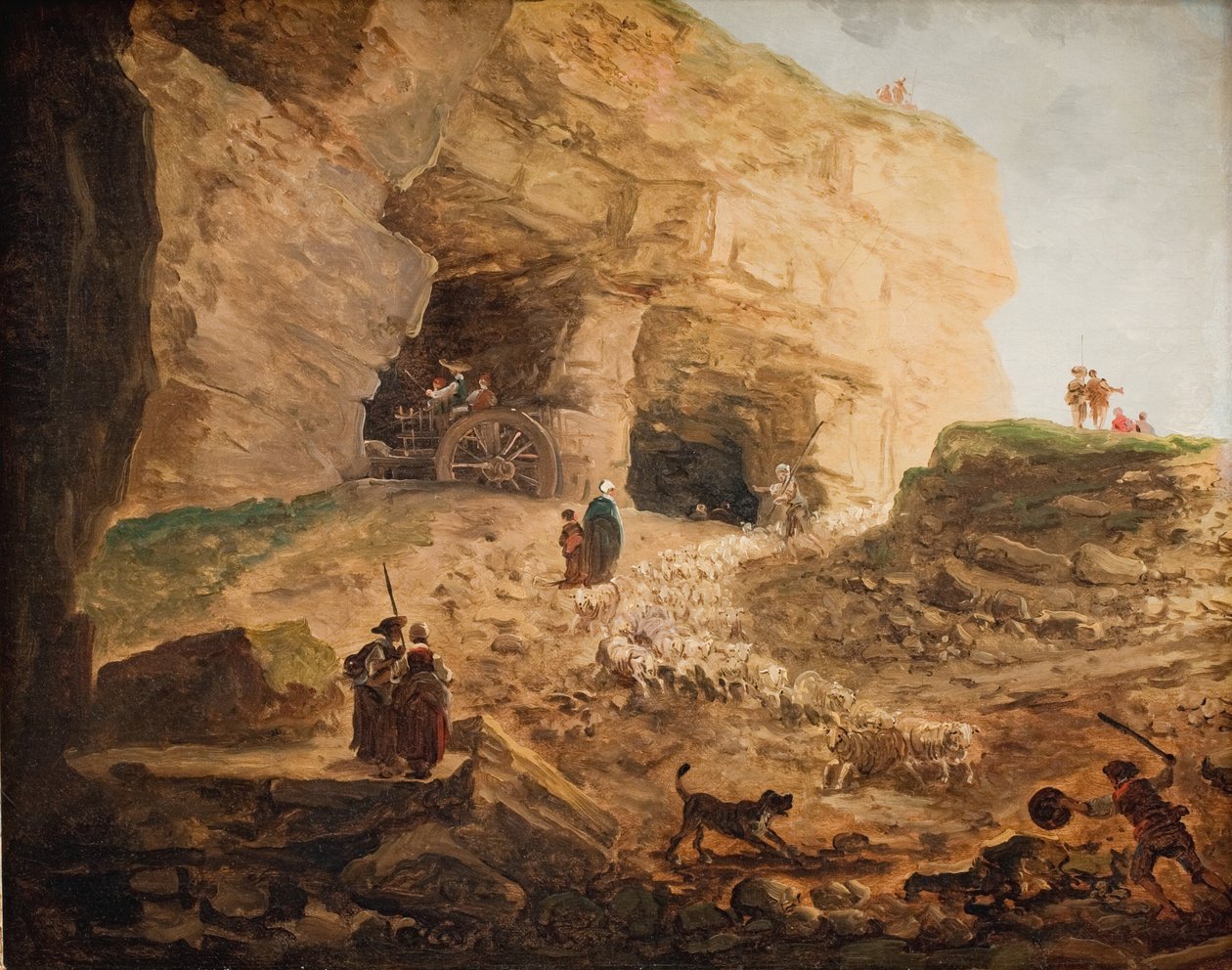 Lom se stádem ovcí od Hubert Robert