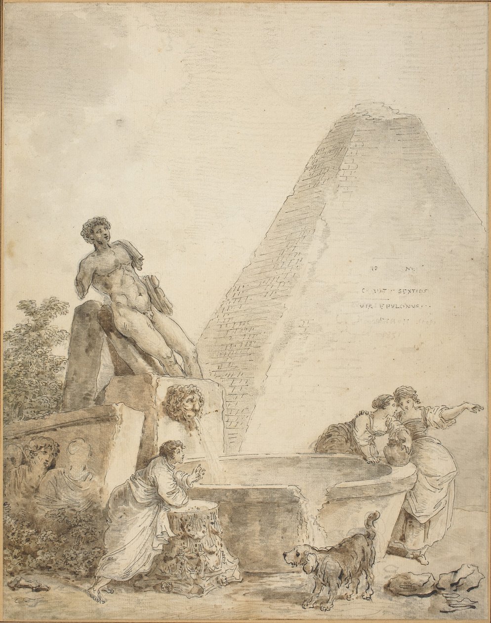 Římské Capriccio s pyramidou Gaia Cestia od Hubert Robert