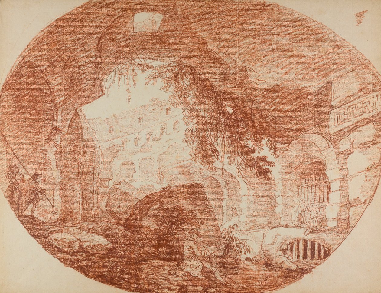 Umělec sedící v ruinách Kolosea od Hubert Robert