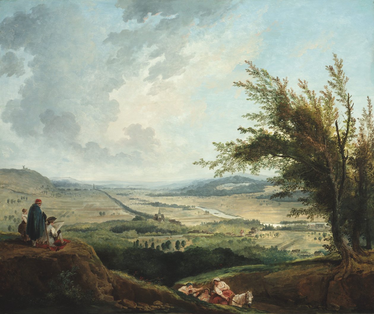 Rozsáhlá krajina nedaleko Paříže od Hubert Robert
