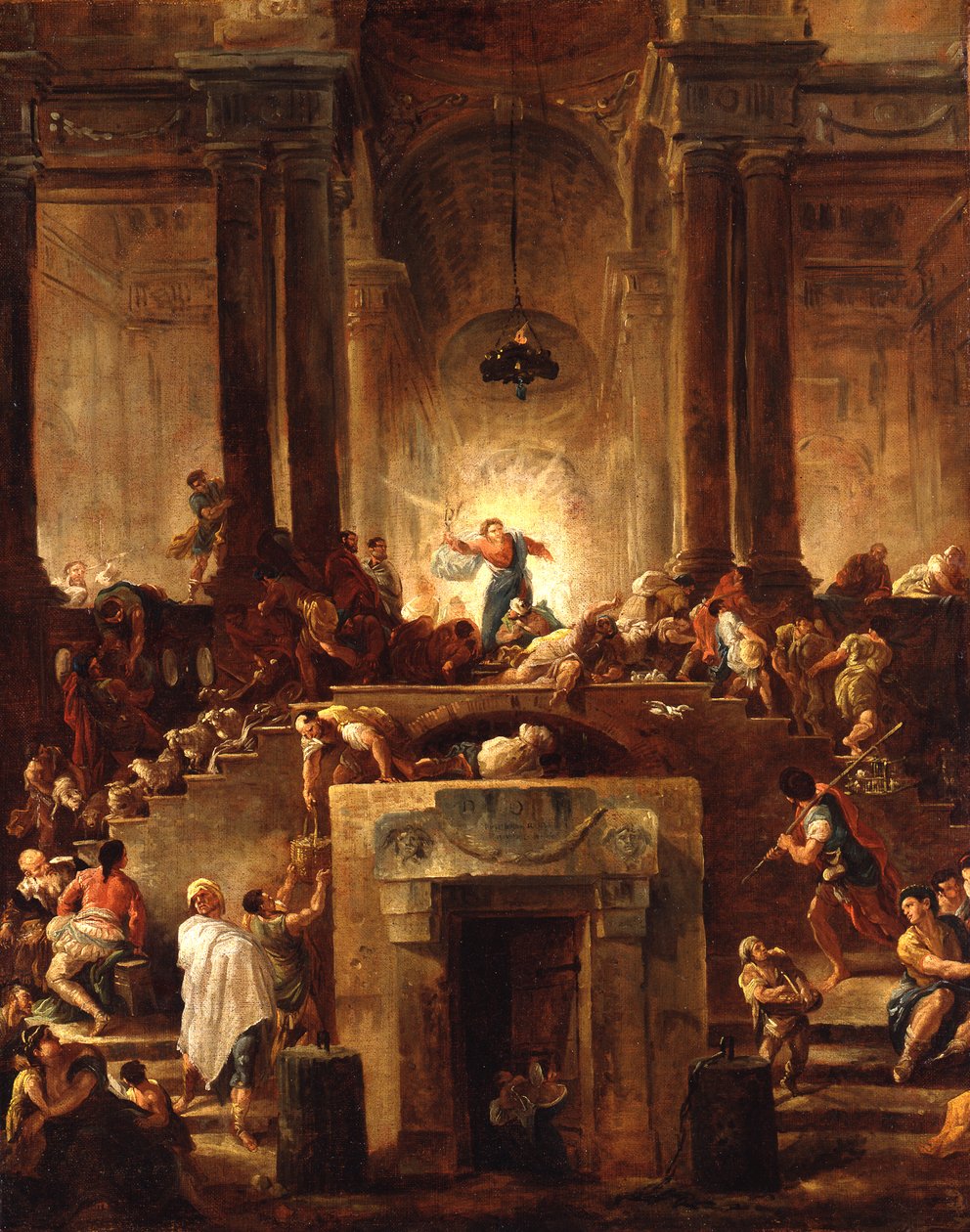 Kristus vyhání směnárníky z chrámu od Hubert Robert