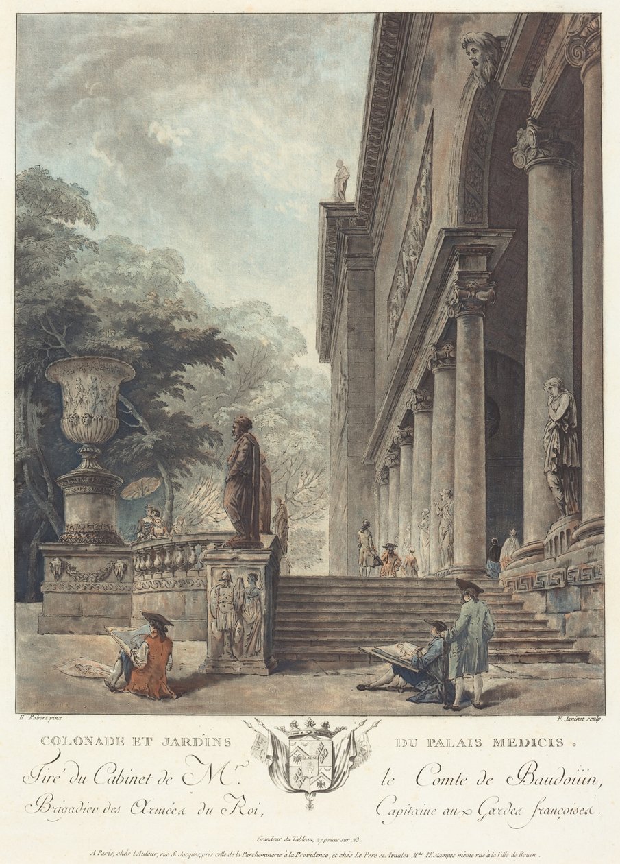 Colonade et Jardins du Palais Medicis (Kolonáda a zahrady paláce Medici) od Hubert Robert