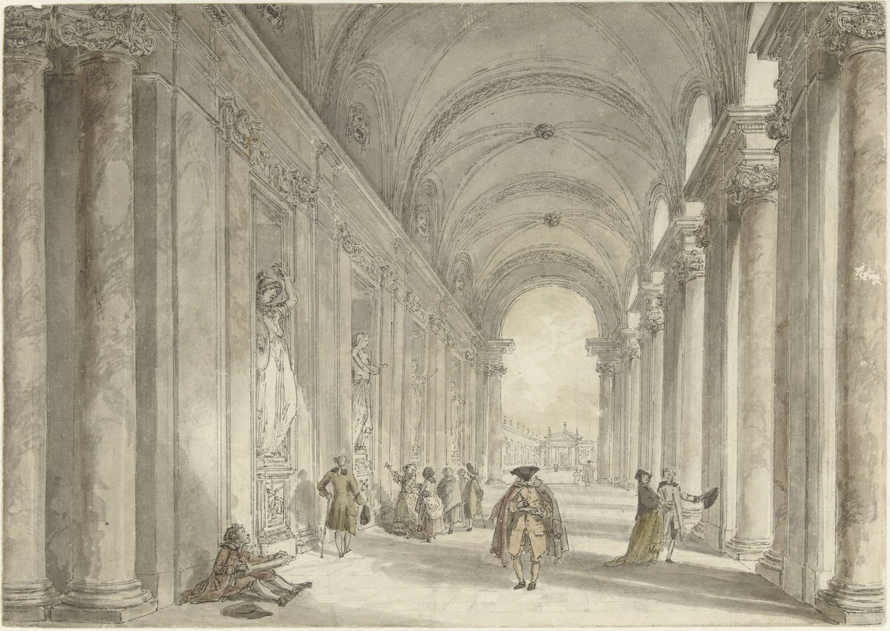 Kolonáda kasina Villa Albani v Římě Pohled na kolonádu před kasinem Villa Albani v Římě od Hubert Robert