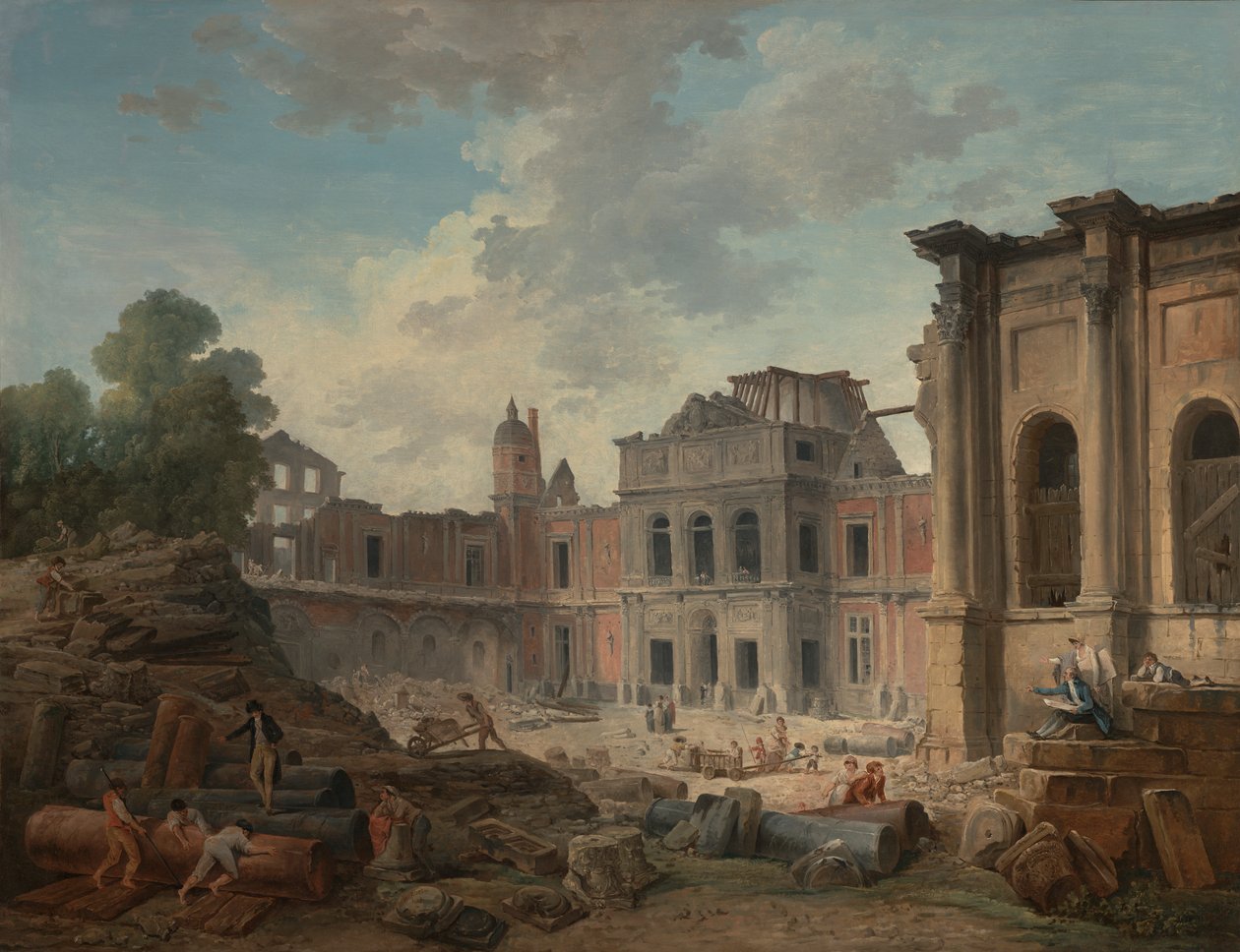 Demolice zámku Meudon od Hubert Robert