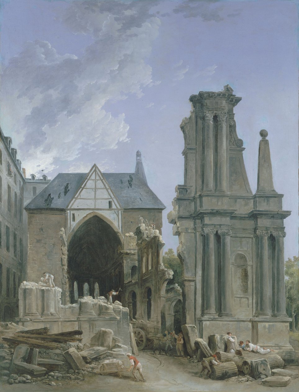Feuillants-kirkon purku Rue Saint Honore -kadulla, n. 1804 (öljy kankaalle) od Hubert Robert