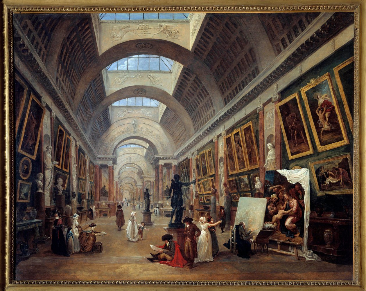 Návrh Grande Galerie du louvre Obraz Hubert Robert (1733-1808) 1796 Ne. 1,12x1,43 m. - Návrh pro Grande Galerii v Louvru. Obraz Huberta Roberta (1733-1808) od Hubert Robert