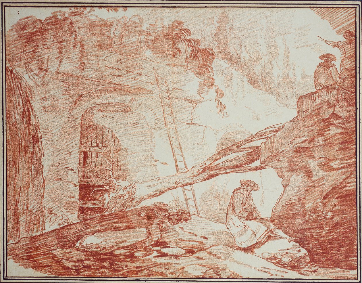 Kreslíř v ruinách Palatinu od Hubert Robert
