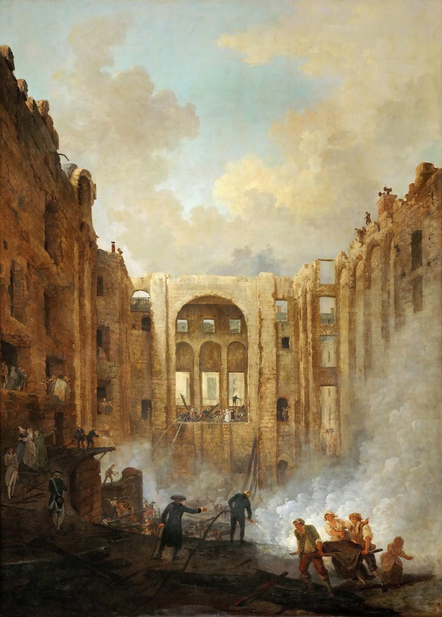 Požár v budově opery Palais-Royal v roce 1781 od Hubert Robert