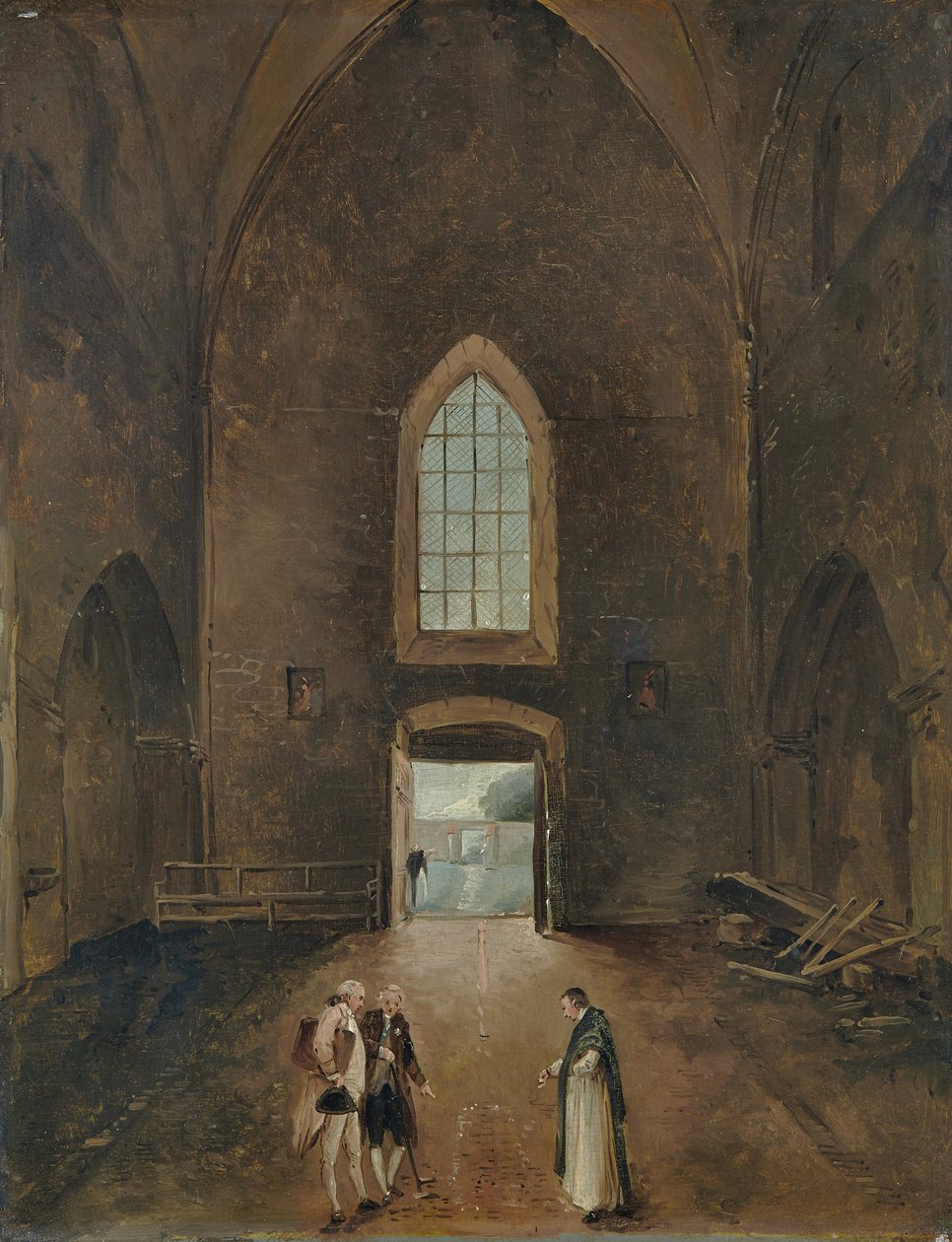 Hubert Robert a amatér navštíví hrob v kostele od Hubert Robert