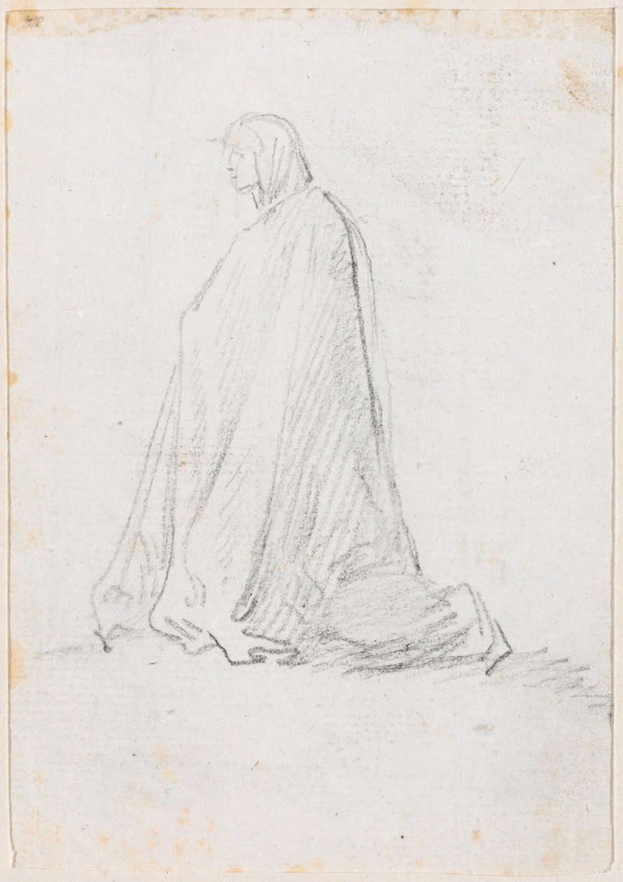 Klečící postava v hábitu s kapucí [verso] od Hubert Robert