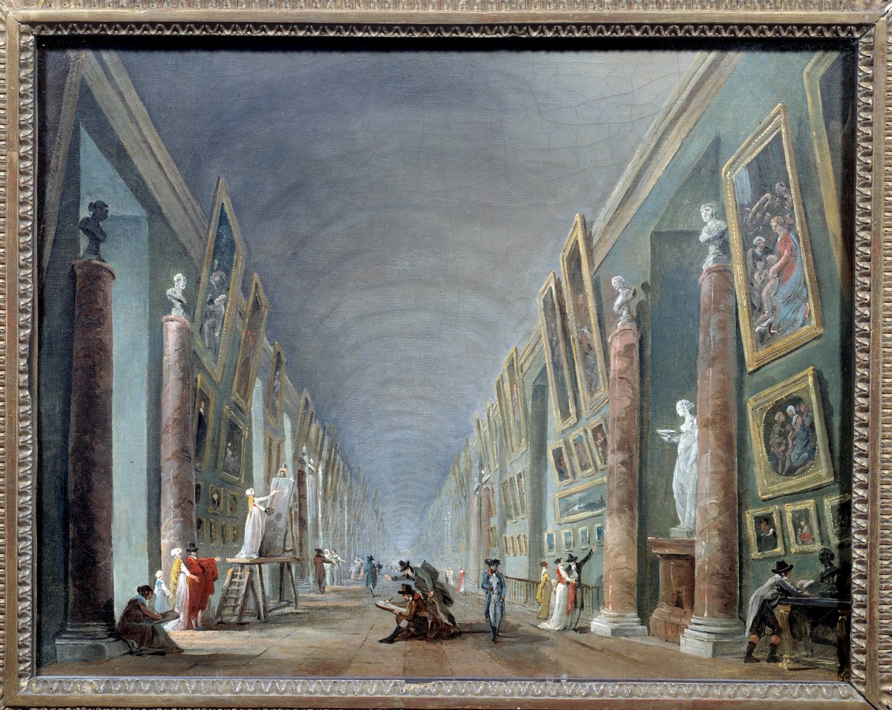 La grande galerie du Louvre mezi lety 1801 a 1805 Obraz Huberta Roberta (1733-1808) Sun. 0,37 x 0,46 Musee du Louvre, Paříž - Velký sál Louvru v letech 1801 až 1805. Obraz Huberta Roberta (1733-1808), 0,37 x 0,46. Muzeum Louvre v Paříži od Hubert Robert