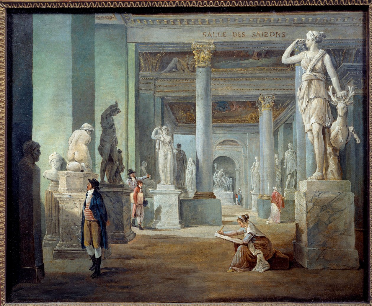 La salle des saisons au musee du Louvre Malba Huberta Roberta (1733-1808) 1802 Ne. 0,37x0,46 m - Místnost ročních období v muzeu Louvre. Obraz Huberta Roberta (1733-1808) 1802. 0,37 x 0,46 m. Muzeum Louvre, Paříž od Hubert Robert
