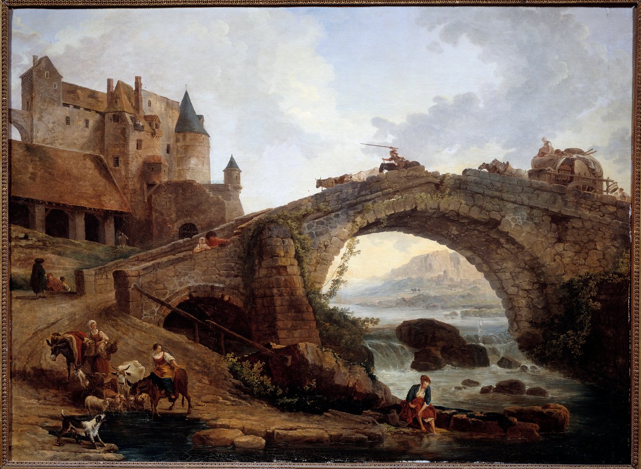 Krajina s mostem od Huberta Roberta (1733-1808) 1776 Sun. 0,76x1,04 m Montpellier musee Fabre od Hubert Robert