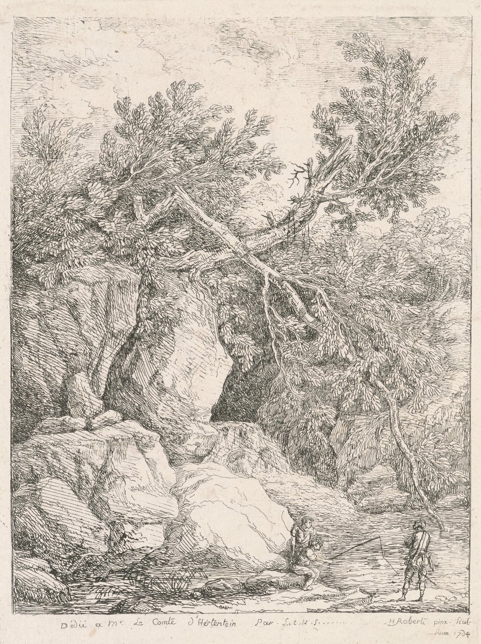 Krajina s padlým stromem od Hubert Robert