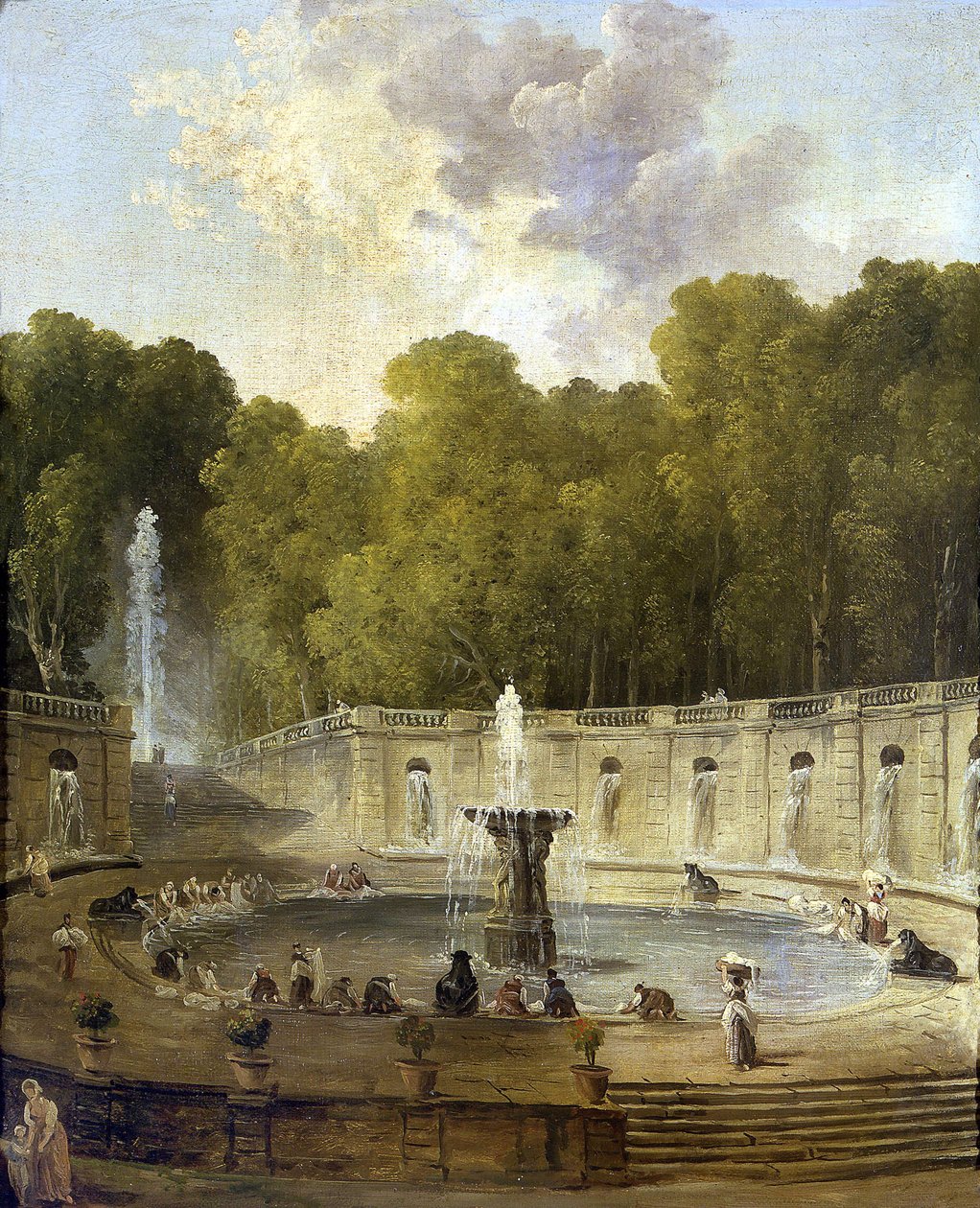 Pračky v parku - Pračky v parku - Obraz Huberta Roberta (1733-1808) - cca 1775 - Olej na plátně - 56x45,5 - Petit Palais, Musee des Beaux-Arts de la Ville de Paris od Hubert Robert