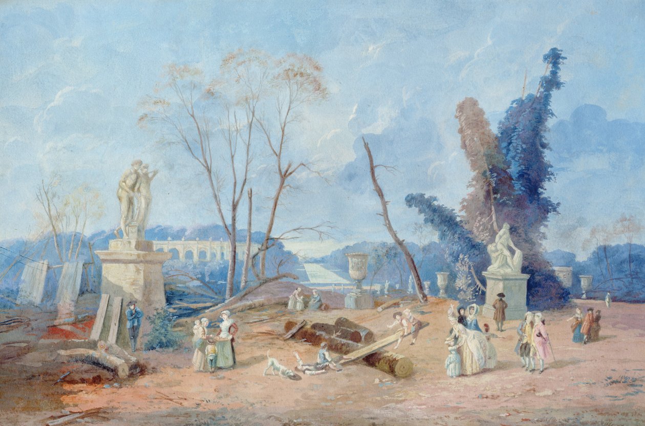 Versailleský zelený koberec (kvaš a wc na papíře) od Hubert Robert