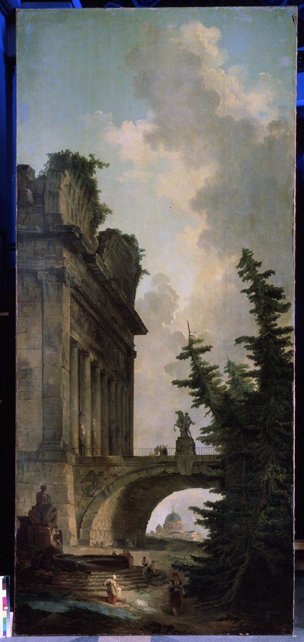 Starý most. Obraz Hubert Robert (1733-1808), olej na plátně od Hubert Robert