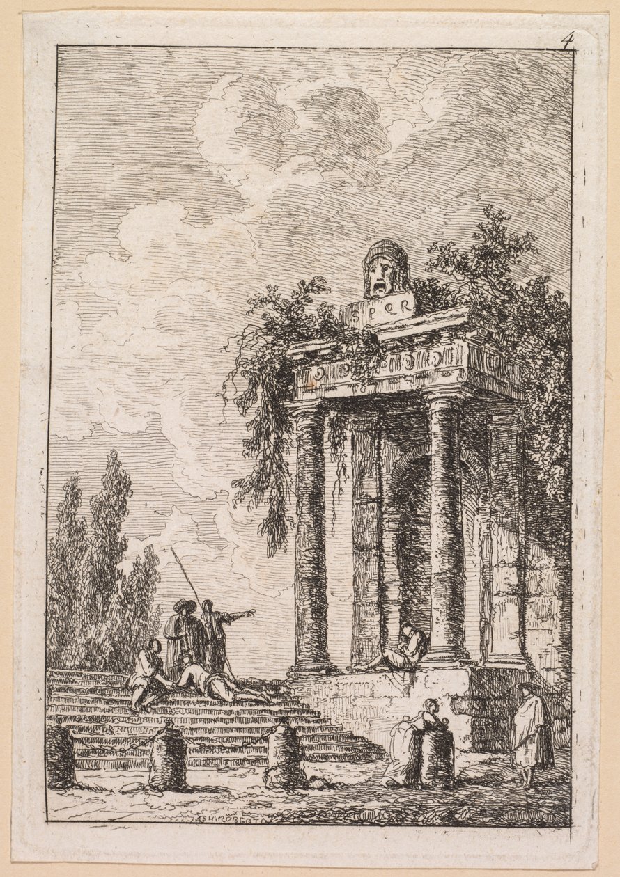Les Soirées de Rome: LEscalier aux quatre bornes, 1763. od Hubert Robert
