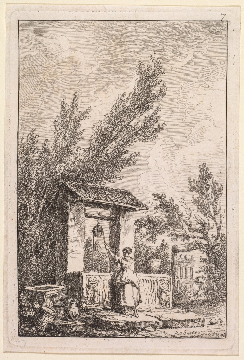 Večery Říma: Studna, 1763-1764. od Hubert Robert