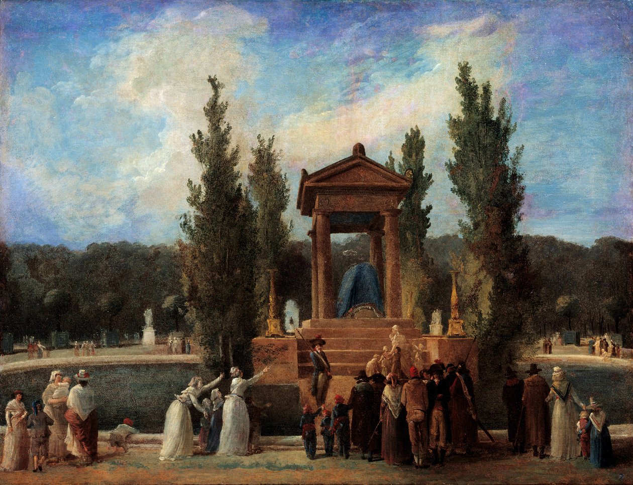 Památník vyvýšený v Tuileries na počest Jean Jacques Rousseau 10. října od Hubert Robert