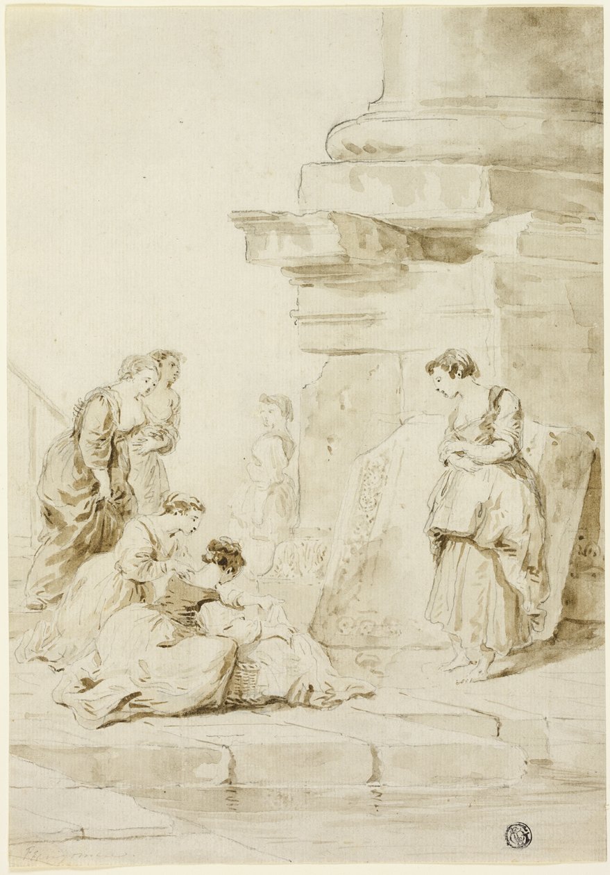 Mojžíš zachráněn z vod od Hubert Robert