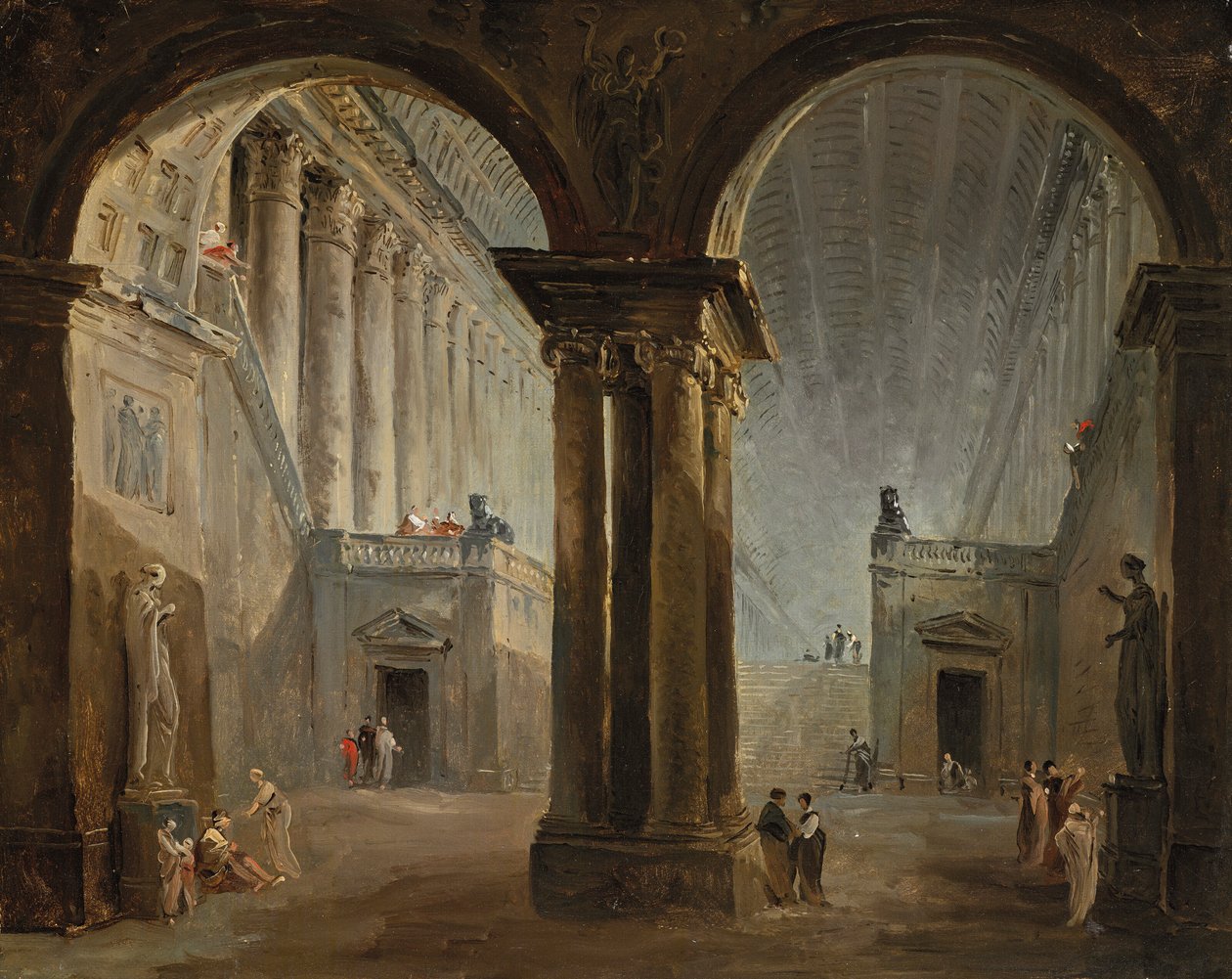 Lidé v galerii starožitností od Hubert Robert