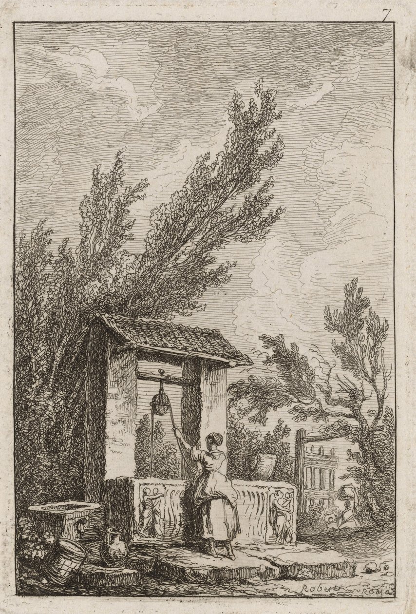 Sedmá deska z večerů v Římě od Hubert Robert