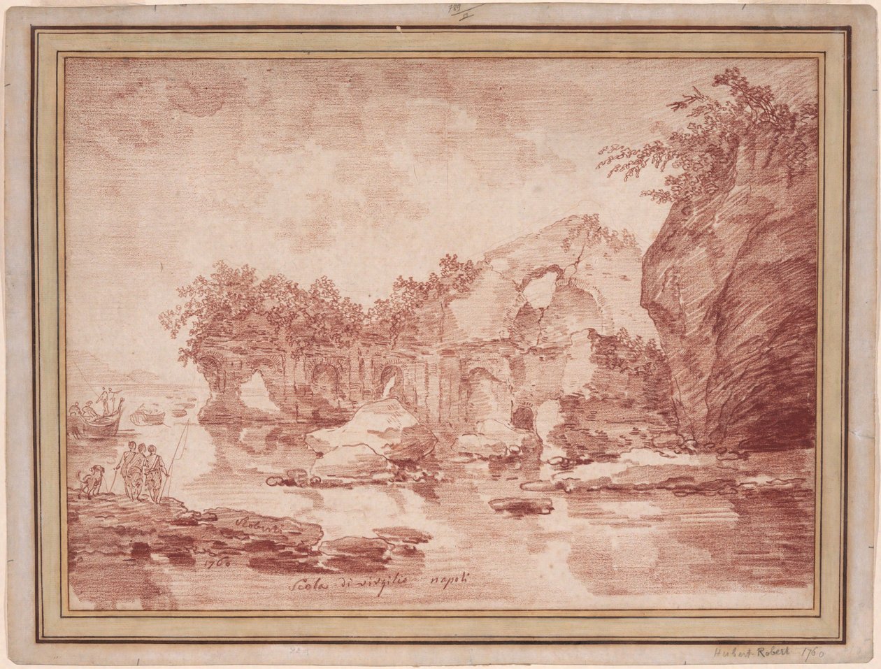 Ruiny u moře poblíž Neapole: „Scola di Virgilio“ od Hubert Robert